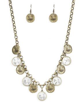 Paparazzi Spot on Sparkle Brass Necklace and Earring Set
